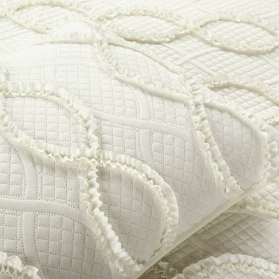 Ivory Full/Queen Microfiber Textured Quilt Set