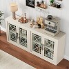 Buffet Storage Cabinet with 4 Glass Pattern Design Doors, 70.8" Wide Modern Coffee Bar Cabinet Wooden TV Stand for Kitchen Dining Room Living Room - 3 of 4