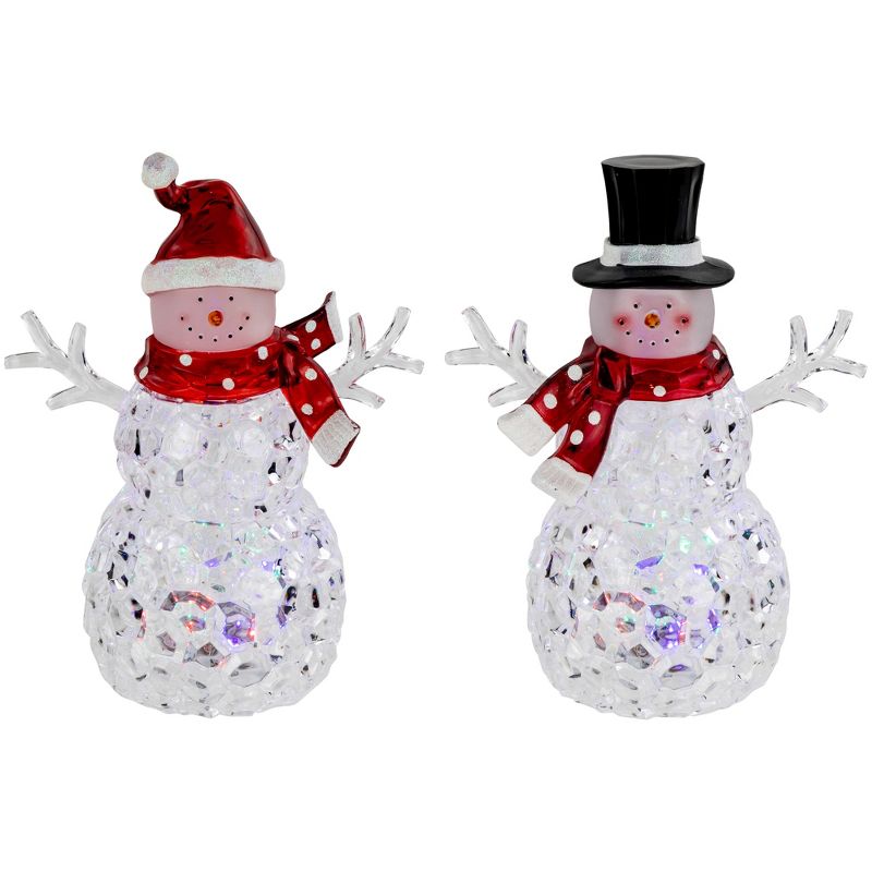 Northlight LED Lighted Snowmen Acrylic Christmas Decorations - 9" - Set of 2, 3 of 8