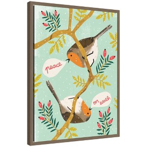 Kate & Laurel All Things Decor Sylvie Framed Canvas Winter Robins by Tania Garcia - 1 of 4
