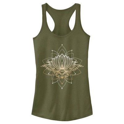 Juniors Womens Lost Gods Gold Lotus Racerback Tank Top