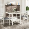 VECELO Rustic 5-Piece Dining Table Set, Rubber Wood Square Table with Shelf and 4 Armless Upholstered Dining Chairs for Kitchen, Gray - 4 of 4