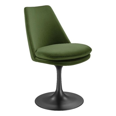 Modway Lippa Velvet Swivel Dining Side Chair in Black Moss Green  360° Rotating Office Chair
