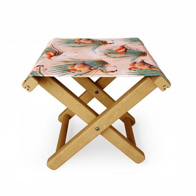 Marta Barragan Camarasa Flamingos Pattern with Cactus Folding Stool - Deny Designs