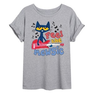 Women's - Pete the Cat - Feel The Mewsic Oversized Graphic T-Shirt - 1 of 4