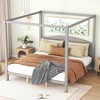 Whisen Minimalist Style King Size Canopy Platform Bed with Curved Headboard and Wood Support Legs - 3 of 4