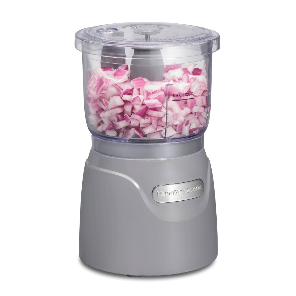 Hamilton Beach 3-Cup Stack & Press Food Chopper - Gray - 72740: Compact Vegetable Processor, Dishwasher-Safe Parts