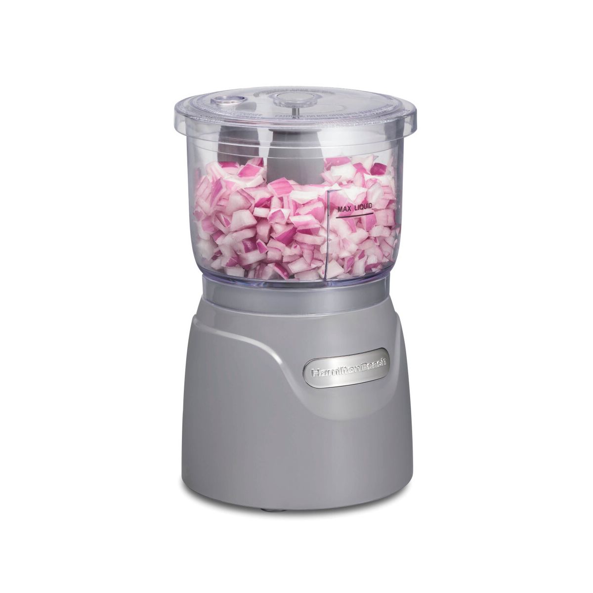 Hamilton Beach 3-Cup Stack & Press Food Chopper - Gray - 72740: Compact Vegetable Processor, Dishwasher-Safe Parts