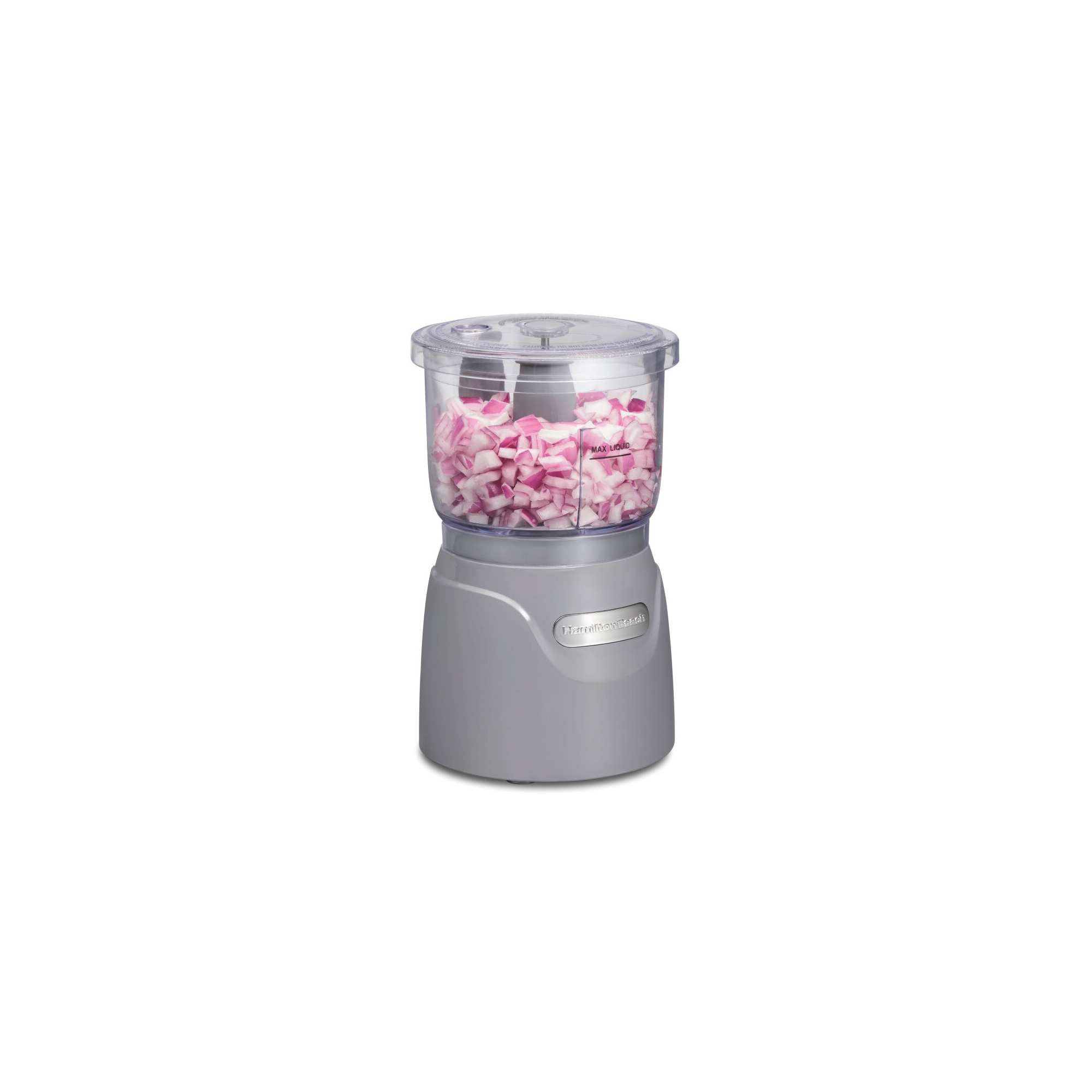 Hamilton Beach 3-Cup Stack & Press Food Chopper - Gray - 72740: Compact Vegetable Processor, Dishwasher-Safe Parts
