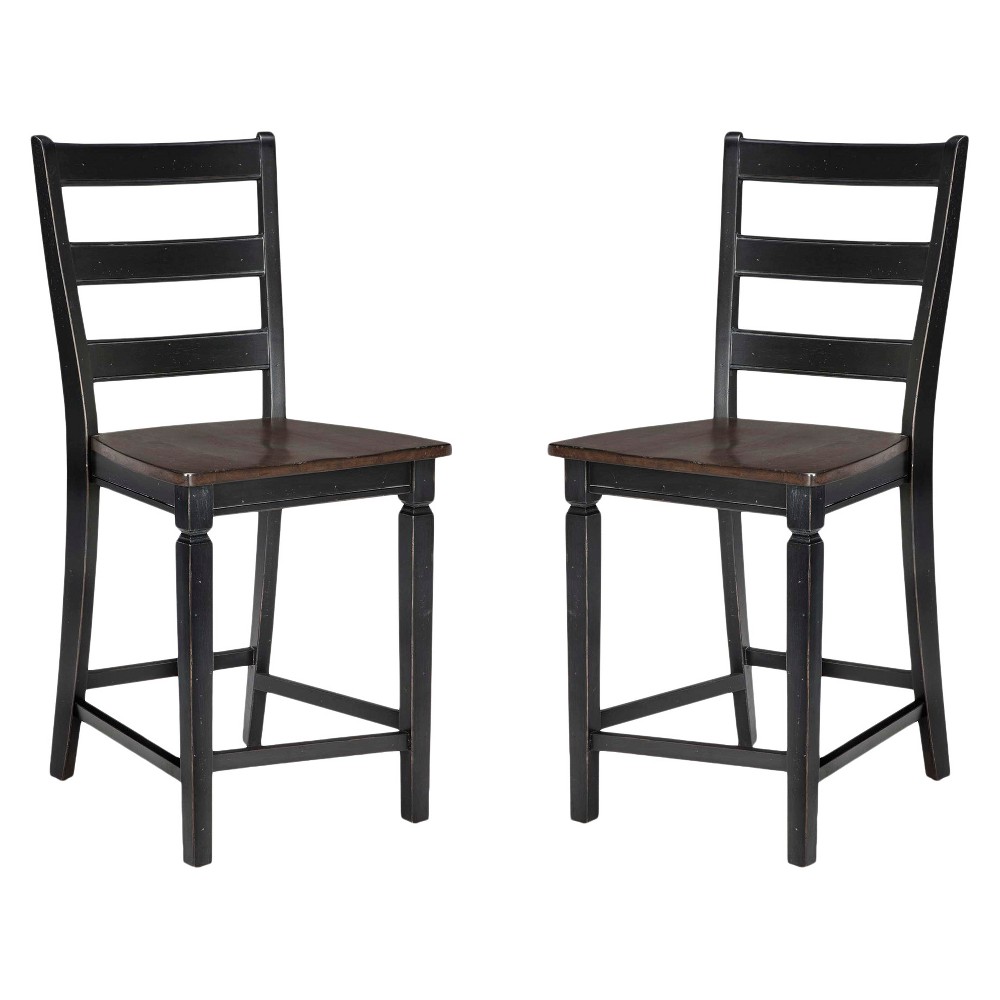 Glennwood collection by Intercon - 24  Ladder Back Barstool w/Wood Seat - Rubbed Black and Charcol finish - (Set of 2)