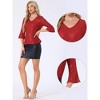 INSPIRE CHIC Women's Sequin 3/4 Bell Sleeve V Neck Metallic Sparkly Glitter Party Blouse - 2 of 4