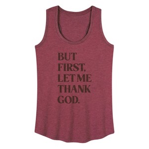 Women's - Instant Message - But First, Let Me Thank God Graphic Racerback Tank - 1 of 4