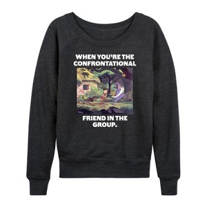 Women's - Disney - The Sword And The Stone Lightweight French Terry Wide Neck Long Sleeve Shirt - 1 of 4