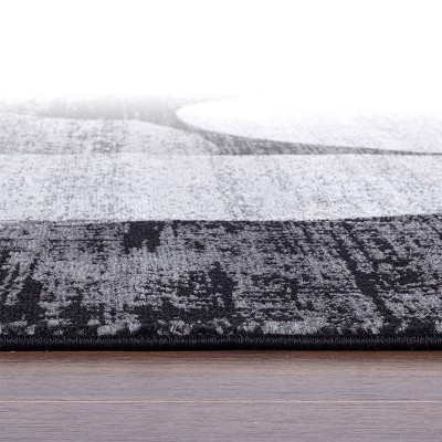 Modern Geometric Black and Gray Synthetic 5' x 7' Area Rug