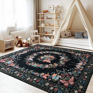 LOVEVOOK Floral Butterfly Rug for Living Room, Modern Indoor Large Area Rug for Bedroom Dining Room Home Decor, Non Slip Rugs Machine Washable - 1 of 4