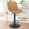 RISOKEYS Bar Stools Set - Swivel Adjustable Barstools with Back Support, PU Leather Counter Height for Kitchen Island, Rustic Barstool - 3 of 4
