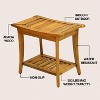 JONATHAN Y Tucker 22.1" Traditional Classic Slatted Solid Acacia Wood Indoor/Outdoor Shower Bench with Shelf and Handle - 4 of 4