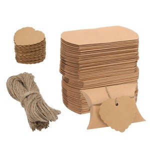 Unique Bargains Wedding Birthday Party Paper Gift Boxes with Ropes and Tags 100 Pcs - 1 of 4