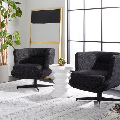 Wexler Soft Black Swivel Tub Accent Chair
