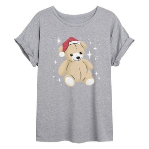 Women's - Instant Message - Christmas Teddy Bear Oversized Graphic T-Shirt - 1 of 4