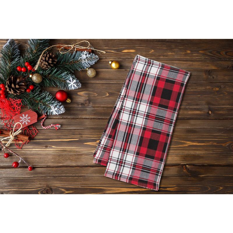 C&F Home Fireside Plaid Red and Black Woven Cotton Kitchen Towel, 3 of 5