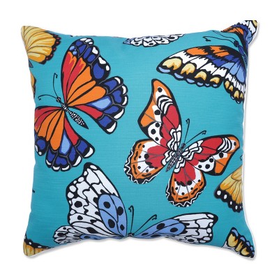 Pillow Perfect 25" Butterfly Garden Outdoor/Indoor Floor Pillow Turquoise