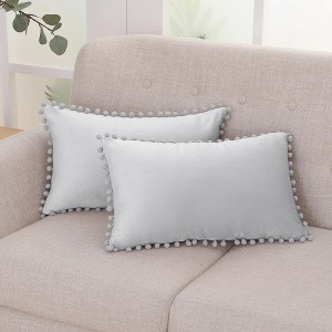 Deconovo Velvet Pom-Pom Throw Pillow Covers 2-Pack, Multiple Sizes - 1 of 4