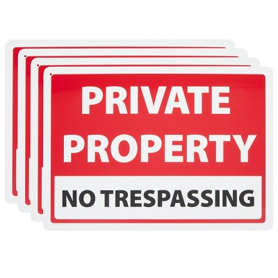 Stockroom Plus 4 Pack Metal Signs for Outdoors, Private Property No Trespassing (10 x 14 in)