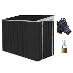 Outsunny Steel Garden Storage Shed, Lean to Shed Outdoor Metal Tool House with Lockable Door & Air Vents for Backyard Patio Lawn, White - 1 of 4