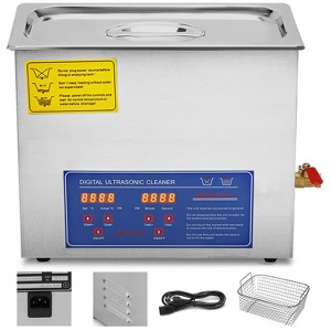 VEVOR Professional Ultrasonic Cleaner, 9.5 L Ultrasonic Jewelry Cleaner with Digital Timer & Heater, Stainless Steel Sonic Cleaner 40kHz, Silver - 1 of 4