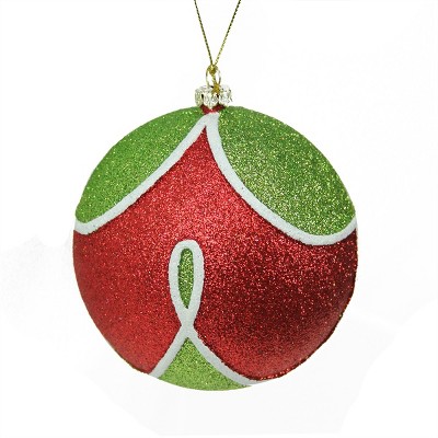 Northlight 4" Glittered Shatterproof Christmas Ball Ornament - Red/Green