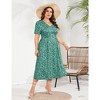 LXT- Women's Plus Size Summer Dress Short Sleeve V Neck High Waist A-line Floral Maxi Dresses - 2 of 4