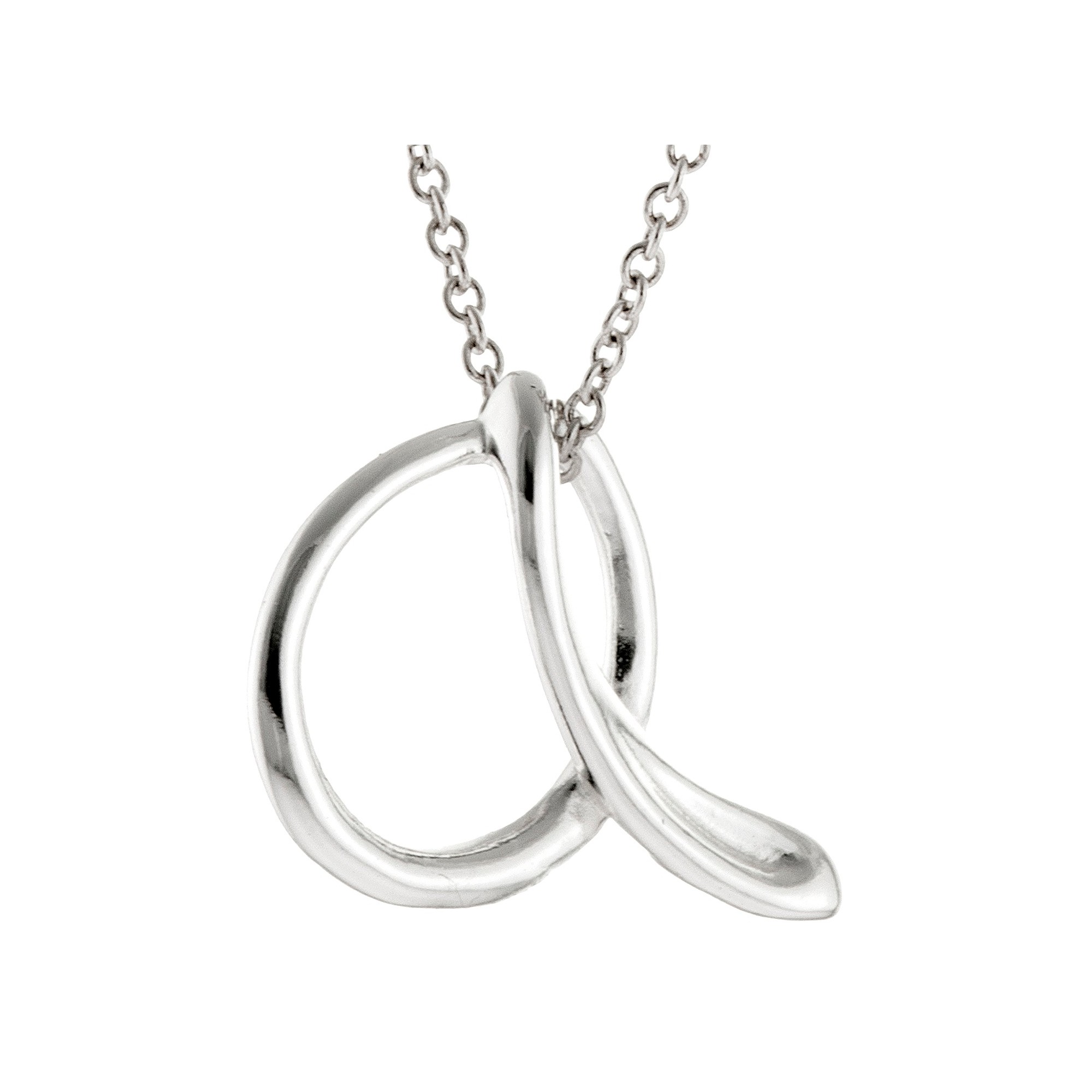 'Women's Silver Plated Letter ''A'' Pendant - Silver (18''), Size: Small'