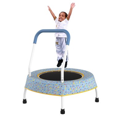 VisioGear Trampoline, Toddler Trampoline for Kids 1 Year Plus with Handle, Baby Gifts for Boys and Girls, Blue Forest, 27.5*27.5*30