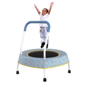 VisioGear Trampoline, Toddler Trampoline for Kids 1 Year Plus with Handle, Baby Gifts for Boys and Girls, Blue Forest, 27.5*27.5*30 - 1 of 4