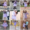 EXLURA Women's 2025 Casual Long Lantern Sleeve Dresses Square Neck Ruffle Tie Back Elastic Waist Aline Short Mini Dress - 4 of 4