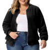 Agnes Orinda Women's Plus Size Shearling Fluffy Fuzzy Long Sleeve Zip Up Fleece Jackets - 2 of 4