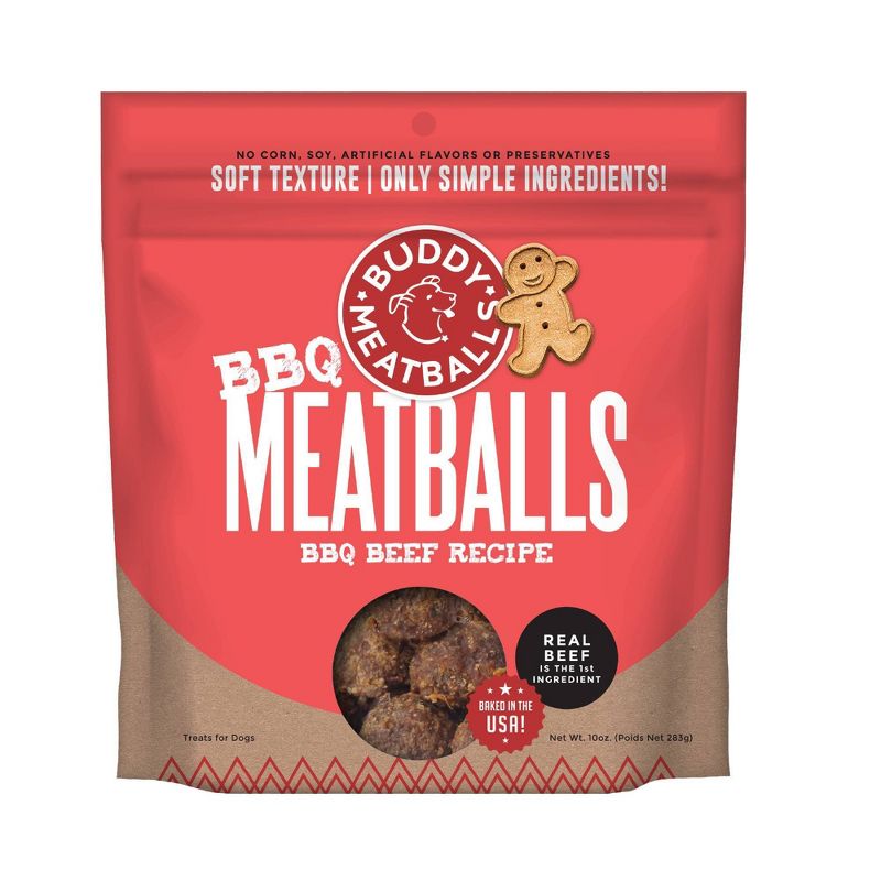 Buddy Biscuits Meaty Meatball Bites with BBQ Beef Chewy Dog Treat - 10oz, 1 of 7