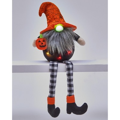 Lakeside Lighted Halloween Shelf Sitter Gnome Figurine with Checker Legs