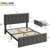 Tackview Bed Frame with 4 Storage Drawers and Headboard, Linen Upholstered Platform Bed Frame with Wooden Slats Support - 3 of 4