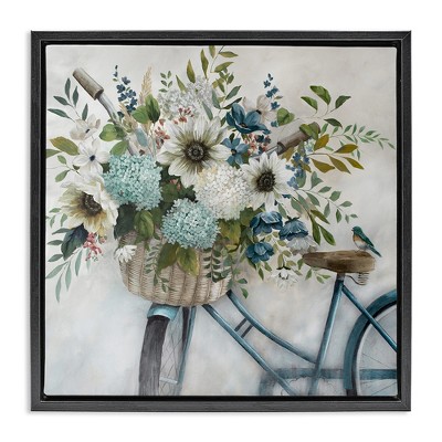 Stupell Industries Floral Bike Basket, 25" x 25"