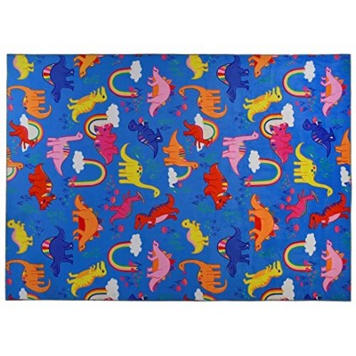 Homefires Dinosaurs & Rainbows Indoor Rug – Fun, Colorful, Soft & Durable, Easy-to-Clean Accent Rug for Kids' Rooms & Play Areas