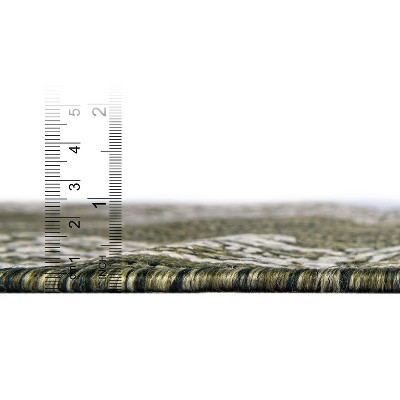 Green Rectangular Stain-Resistant Outdoor Area Rug