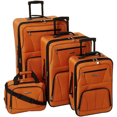 Rockland Journey Softside Upright Luggage Set Expandable Orange 4-Piece (14/19/24/28)