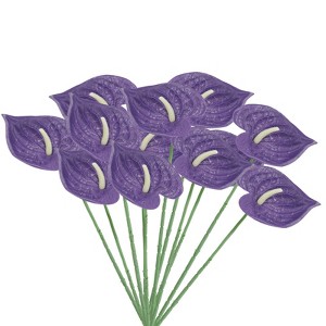 Unique Bargains Artificial Anthurium Lily Flowers for Home Decor 10 Pcs - 1 of 4