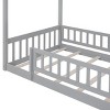 TopComfy Beds Twin Size Wood House Bed Frame With Fence Finish Durable Build Kid Friendly Shape for Boys and Girls, Gray, 79.13"*16.61"*5.51" - 3 of 4