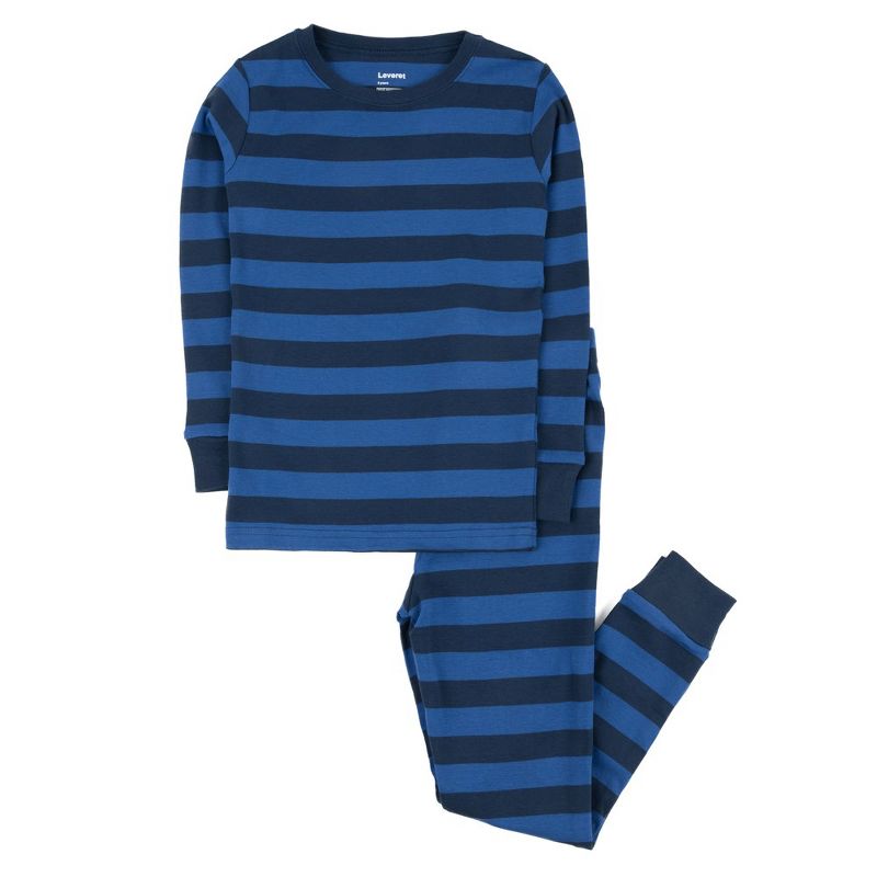 Leveret Kids Two Piece Cotton Striped Boys Pajamas, 1 of 5
