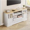 Retro TV Stand for 75 Inch TVs - Mid-Century Modern Media Console with 2 Glass Cabinets Open Shelves, Vintage Entertainment Center for Living Room - 4 of 4