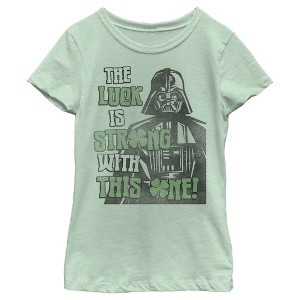 Girl's Star Wars Darth Vader St. Patrick's Day Luck Is Strong With This One T-Shirt - 1 of 4