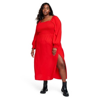 Women's Smocked Bodice Midi Dress - La Ligne x Target Red